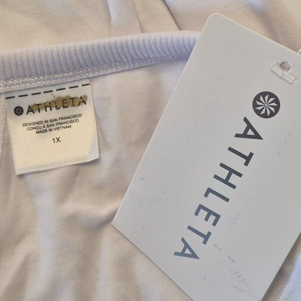NEW Athleta 1X White Ease In Top 3/4 Sleeve Yoga Dance Wicking - Picture 7 of 8